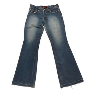 Dollhouse Jeans Y2K‎ Blue Wash Bootcut Flare Distressed Frayed Hem Size 8